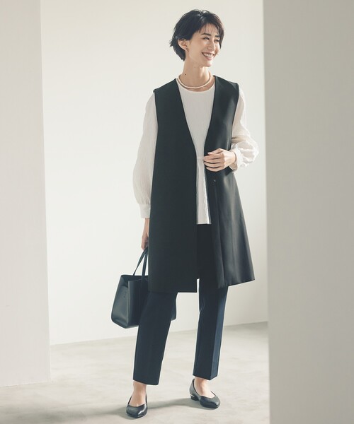 OPAQUE.CLIP（オペークドットクリップ）の「《通勤・セレモニー/セットアップ対応》テーパードパンツ/ダブルクロス【洗濯機洗い可】（その他パンツ・レディース・ブラック/ライトベージュ/ネイビー・34/36/38/40/42）」の5枚目の写真