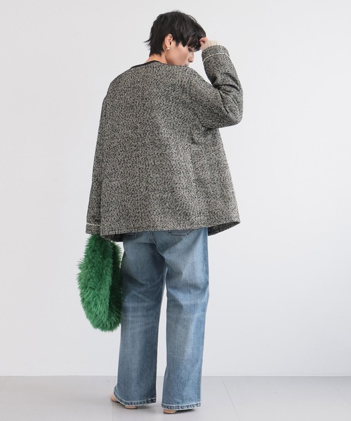 BARNYARDSTORM（バンヤードストーム）の「BARNYARDSTORM / ヘリンボーン中綿ジャケット（ノーカラーコート・レディース・ブラック・S/M）」の9枚目の写真