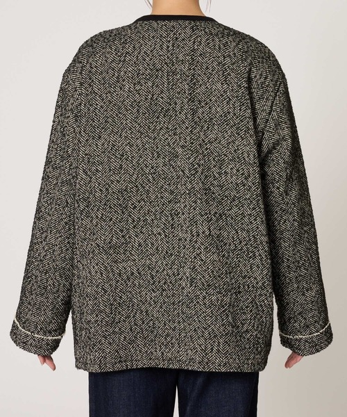 BARNYARDSTORM（バンヤードストーム）の「BARNYARDSTORM / ヘリンボーン中綿ジャケット（ノーカラーコート・レディース・ブラック・S/M）」の18枚目の写真