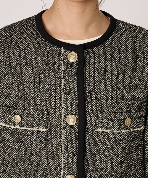 BARNYARDSTORM（バンヤードストーム）の「BARNYARDSTORM / ヘリンボーン中綿ジャケット（ノーカラーコート・レディース・ブラック・S/M）」の19枚目の写真