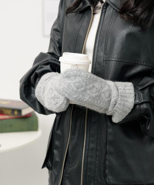 WEGO（ウィゴー）の「WEGO/ケーブルミトングローブ（手袋・レディース・ホワイト/レッド/グレー/ライトピンク・FREE）」の3枚目の写真