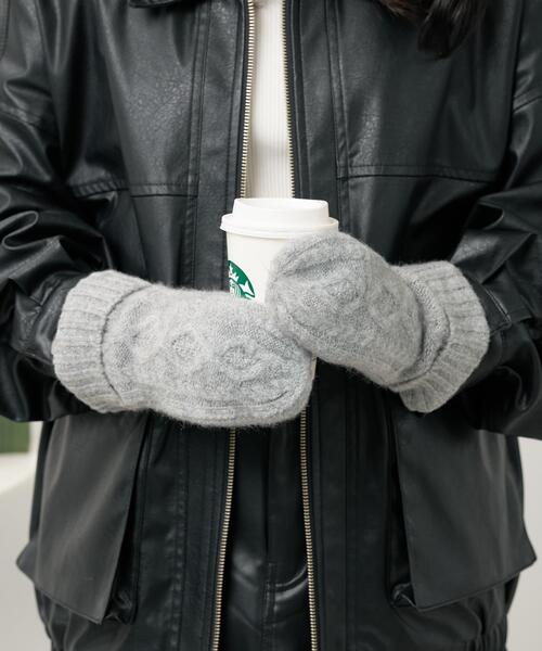 WEGO（ウィゴー）の「WEGO/ケーブルミトングローブ（手袋・レディース・ホワイト/レッド/グレー/ライトピンク・FREE）」の5枚目の写真