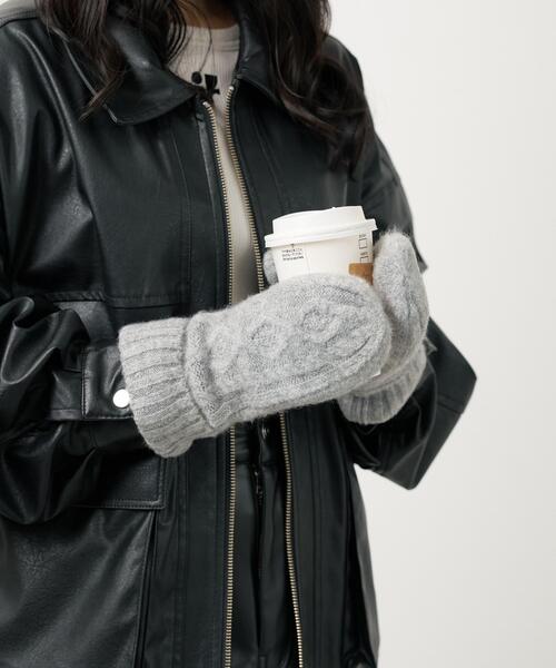 WEGO（ウィゴー）の「WEGO/ケーブルミトングローブ（手袋・レディース・ホワイト/レッド/グレー/ライトピンク・FREE）」の6枚目の写真