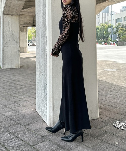 LVEU.】レースデザインボディスーツ / トップス カットソー ストレッチ