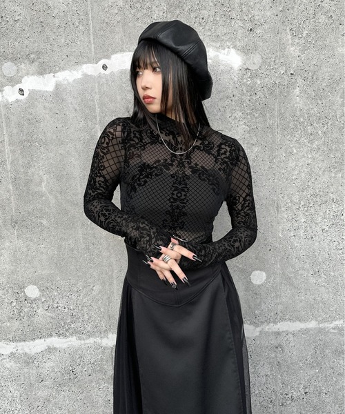 LVEU.】レースデザインボディスーツ / トップス カットソー ストレッチ