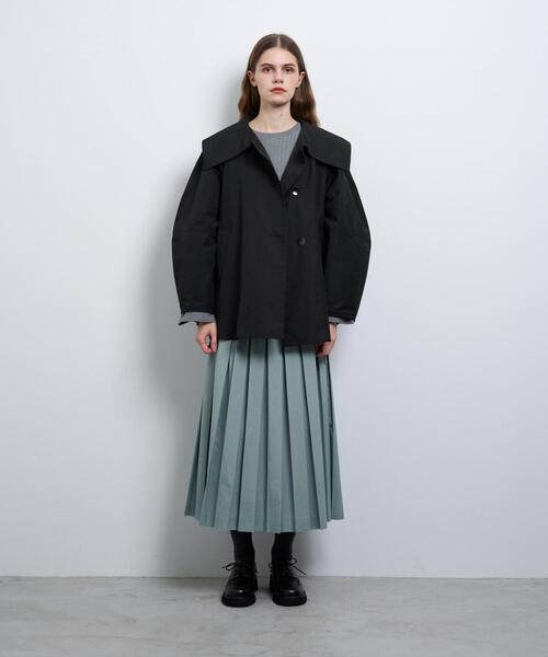 LANVIN en Bleu(ランバンオンブルー)の「ビッグカラーライトタフタミドルコート(その他アウター・レディース・ブラック/オフホワイト・36/38)」の10枚目の写真