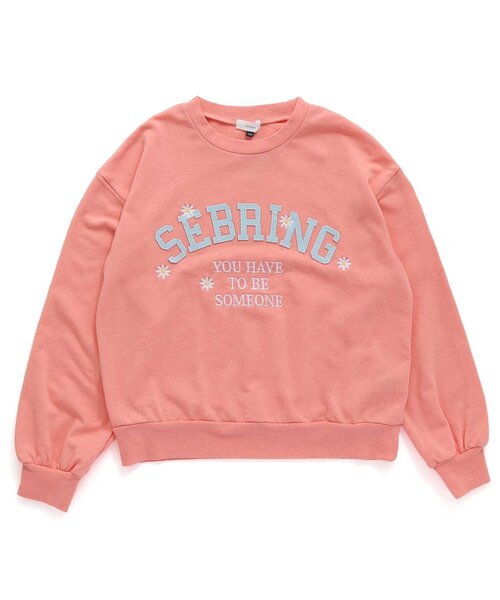 Seraph(セラフ)の「お花刺しゅうカレッジロゴトップス(ジュニア)(スウェット・キッズ・オレンジ/ライトグレー/ライム・150/160)」の3枚目の写真