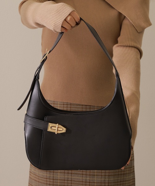Lace Ladies(レースレディース)の「レザー ベルト付き ワンショルダー ラウンド バッグ(ショルダーバッグ・レディース・ブラウン/ブラック/アイボリー・FREE)」の5枚目の写真