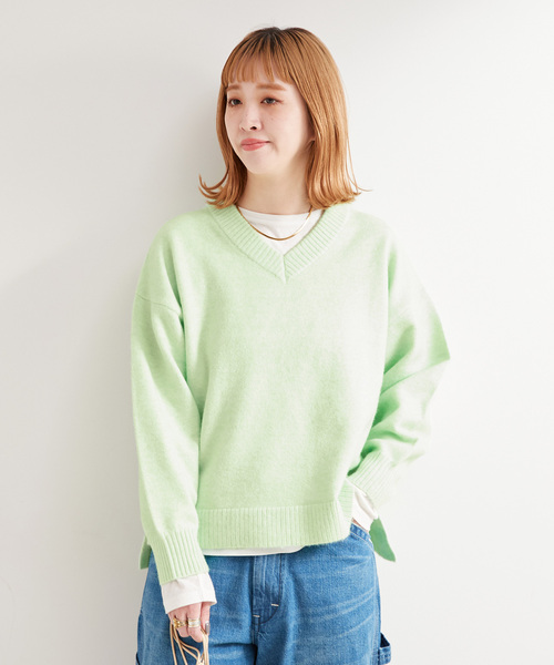 B.C STOCK(ベーセーストック)の「ウール混Vネックプルオーバー(ニット/セーター・レディース・ライトグリーン/ブラウン/チャコールグレー/ラベンダー・FREE)」の21枚目の写真