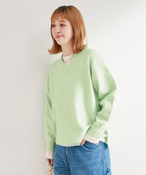 B.C STOCK(ベーセーストック)の「ウール混Vネックプルオーバー(ニット/セーター・レディース・ライトグリーン/ブラウン/チャコールグレー/ラベンダー・FREE)」の22枚目の写真