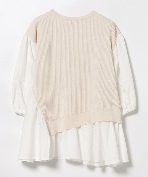 BEAMS HEART(ビームスハート)の「アシメ ドッキングニット プルオーバー(手洗い可能)(Tシャツ/カットソー・レディース・ブラック/ホワイト系その他5/ライトグレー・FREE)」の8枚目の写真