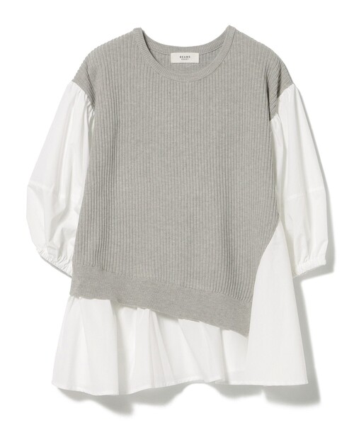 BEAMS HEART(ビームスハート)の「アシメ ドッキングニット プルオーバー(手洗い可能)(Tシャツ/カットソー・レディース・ブラック/ホワイト系その他5/ライトグレー・FREE)」の10枚目の写真