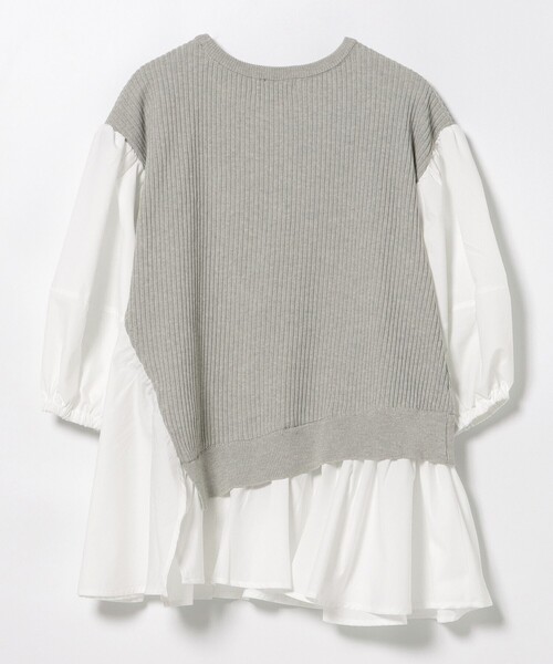 BEAMS HEART(ビームスハート)の「アシメ ドッキングニット プルオーバー(手洗い可能)(Tシャツ/カットソー・レディース・ブラック/ホワイト系その他5/ライトグレー・FREE)」の11枚目の写真