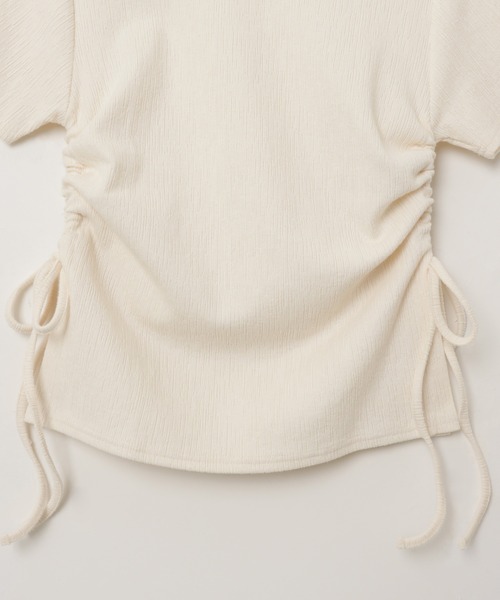 Freesia by andme（フリージアバイアンドミー）の「サイドギャザードロストリボン半袖トップス（Tシャツ/カットソー・レディース・ブラック/ピンク/キナリ・FREE）」の22枚目の写真