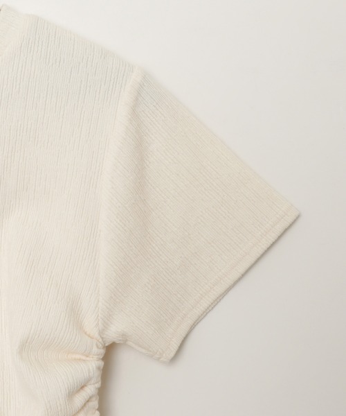 Freesia by andme（フリージアバイアンドミー）の「サイドギャザードロストリボン半袖トップス（Tシャツ/カットソー・レディース・ブラック/ピンク/キナリ・FREE）」の18枚目の写真