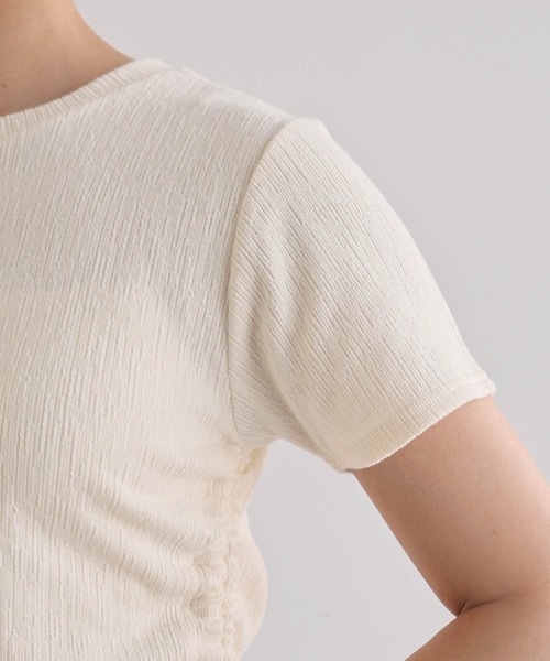 Freesia by andme（フリージアバイアンドミー）の「サイドギャザードロストリボン半袖トップス（Tシャツ/カットソー・レディース・ブラック/ピンク/キナリ・FREE）」の9枚目の写真