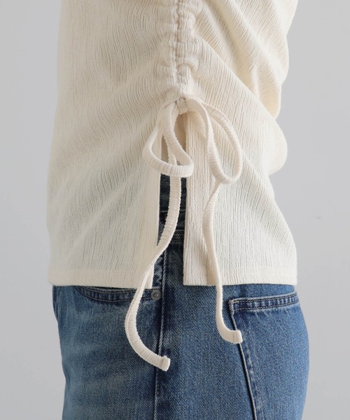 Freesia by andme（フリージアバイアンドミー）の「サイドギャザードロストリボン半袖トップス（Tシャツ/カットソー・レディース・ブラック/ピンク/キナリ・FREE）」の10枚目の写真