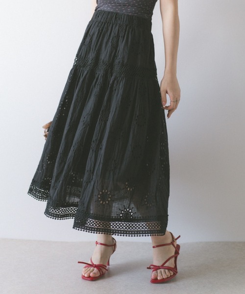 ECREL（エクレール）の「レースティアードスカート（スカート・レディース・ホワイト/ブラック・FREE）」の2枚目の写真