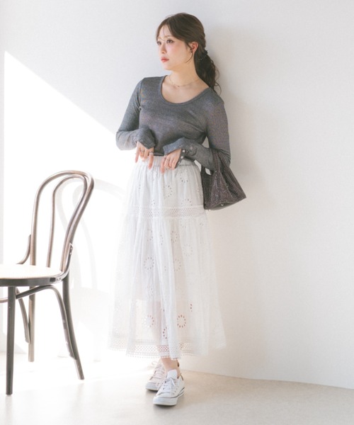 ECREL（エクレール）の「レースティアードスカート（スカート・レディース・ホワイト/ブラック・FREE）」の3枚目の写真