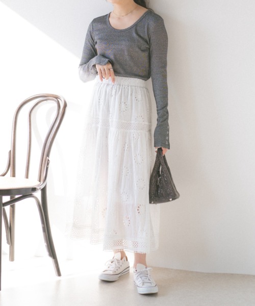 ECREL（エクレール）の「レースティアードスカート（スカート・レディース・ホワイト/ブラック・FREE）」の5枚目の写真