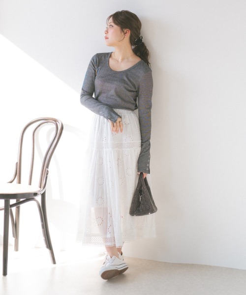 ECREL（エクレール）の「レースティアードスカート（スカート・レディース・ホワイト/ブラック・FREE）」の8枚目の写真