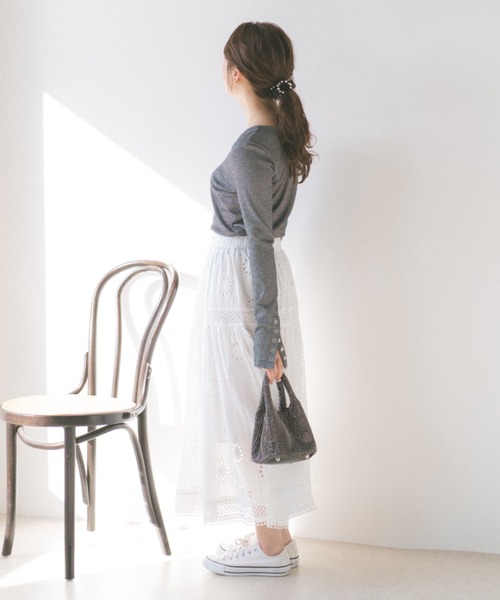 ECREL（エクレール）の「レースティアードスカート（スカート・レディース・ホワイト/ブラック・FREE）」の9枚目の写真