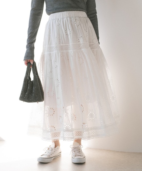 ECREL（エクレール）の「レースティアードスカート（スカート・レディース・ホワイト/ブラック・FREE）」の6枚目の写真