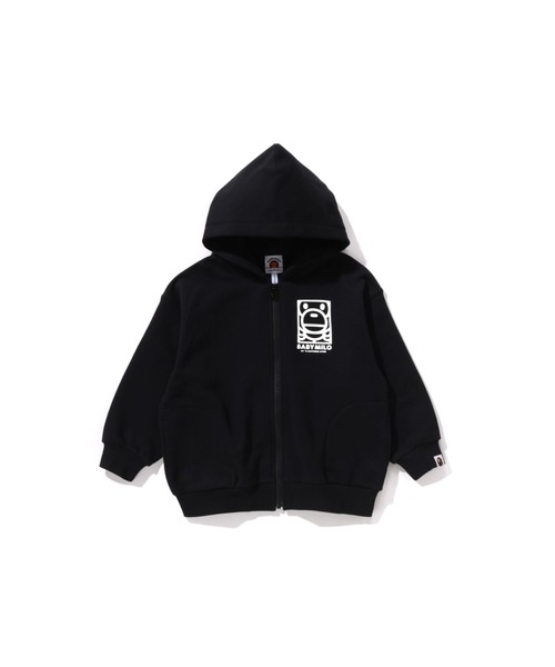 A BATHING APE（アベイシングエイプ）の「SQUARE MILO RELAXED FIT ZIP HOODIE（パーカー・キッズ・グレー/ブラック・140/130/120/110/100）」の2枚目の写真