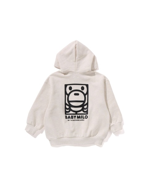 A BATHING APE（アベイシングエイプ）の「SQUARE MILO RELAXED FIT ZIP HOODIE（パーカー・キッズ・グレー/ブラック・140/130/120/110/100）」の3枚目の写真