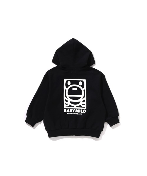 A BATHING APE（アベイシングエイプ）の「SQUARE MILO RELAXED FIT ZIP HOODIE（パーカー・キッズ・グレー/ブラック・140/130/120/110/100）」の4枚目の写真