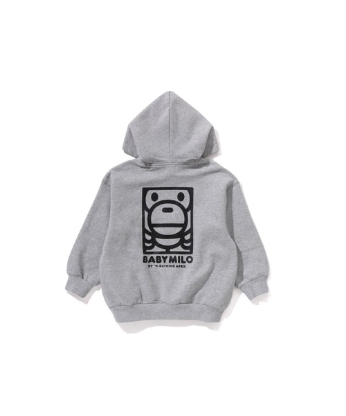 A BATHING APE（アベイシングエイプ）の「SQUARE MILO RELAXED FIT ZIP HOODIE（パーカー・キッズ・グレー/ブラック・140/130/120/110/100）」の5枚目の写真