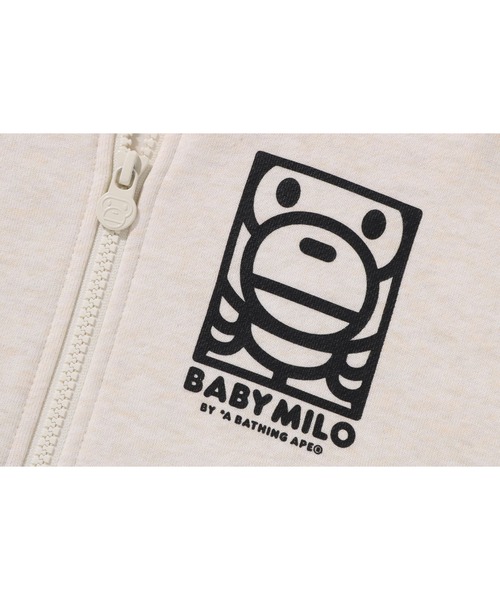 A BATHING APE（アベイシングエイプ）の「SQUARE MILO RELAXED FIT ZIP HOODIE（パーカー・キッズ・グレー/ブラック・140/130/120/110/100）」の6枚目の写真