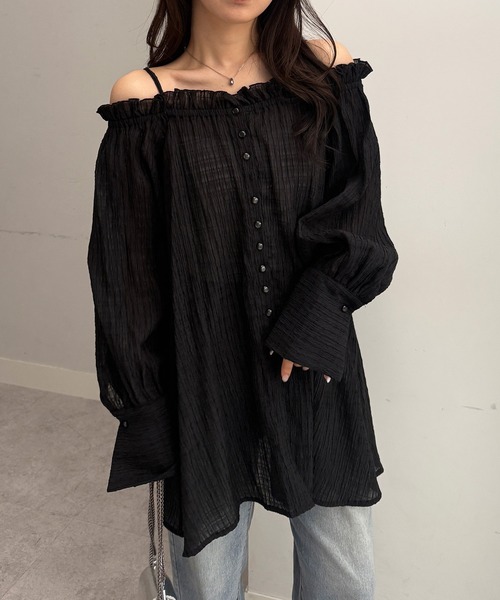 solleim（ソルレム）の「オフショルシアーチェックブラウス（シャツ/ブラウス・レディース・ブラック/オフホワイト・M/L）」の2枚目の写真