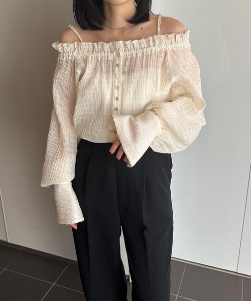 solleim（ソルレム）の「オフショルシアーチェックブラウス（シャツ/ブラウス・レディース・ブラック/オフホワイト・M/L）」の4枚目の写真