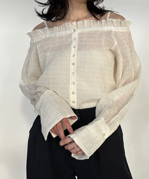 solleim（ソルレム）の「オフショルシアーチェックブラウス（シャツ/ブラウス・レディース・ブラック/オフホワイト・M/L）」の7枚目の写真