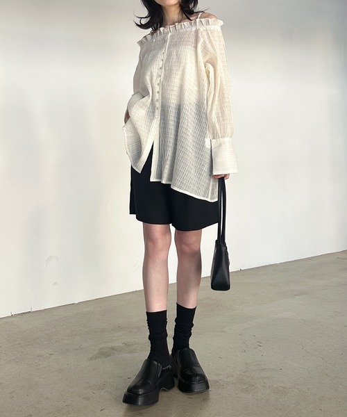 solleim（ソルレム）の「オフショルシアーチェックブラウス（シャツ/ブラウス・レディース・ブラック/オフホワイト・M/L）」の9枚目の写真