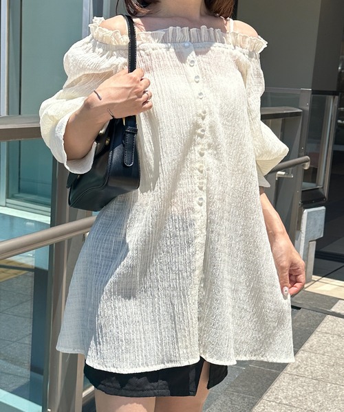 solleim(ソルレム)の「オフショルシアーチェックブラウス(シャツ/ブラウス・レディース・ブラック/オフホワイト・M/L)」の10枚目の写真