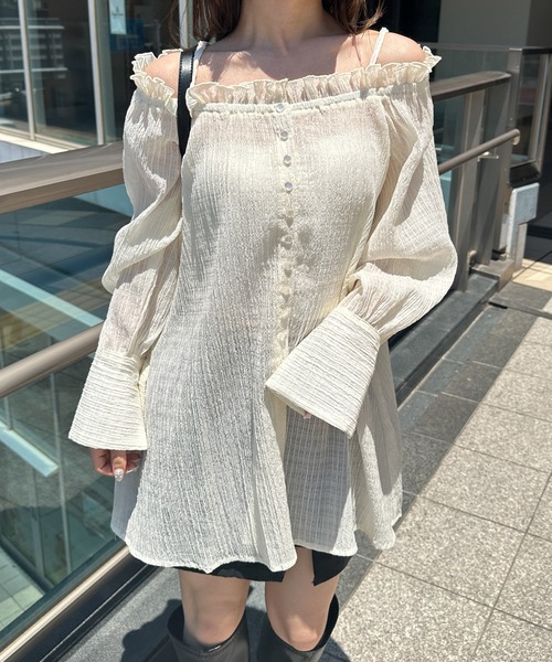 solleim(ソルレム)の「オフショルシアーチェックブラウス(シャツ/ブラウス・レディース・ブラック/オフホワイト・M/L)」の11枚目の写真