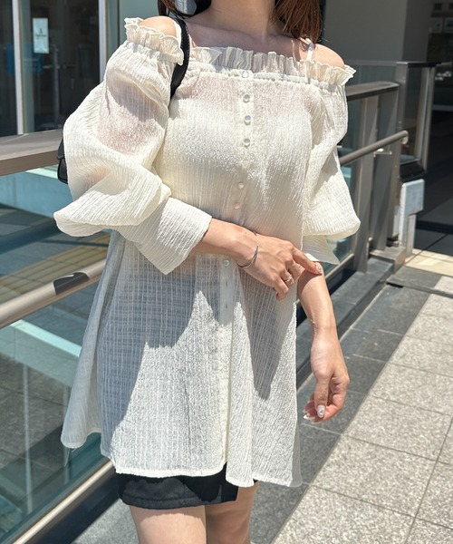 solleim(ソルレム)の「オフショルシアーチェックブラウス(シャツ/ブラウス・レディース・ブラック/オフホワイト・M/L)」の6枚目の写真
