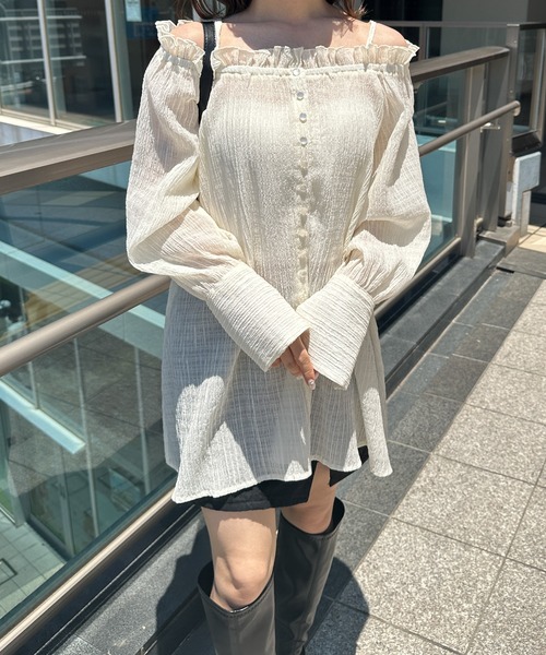 solleim(ソルレム)の「オフショルシアーチェックブラウス(シャツ/ブラウス・レディース・ブラック/オフホワイト・M/L)」の5枚目の写真