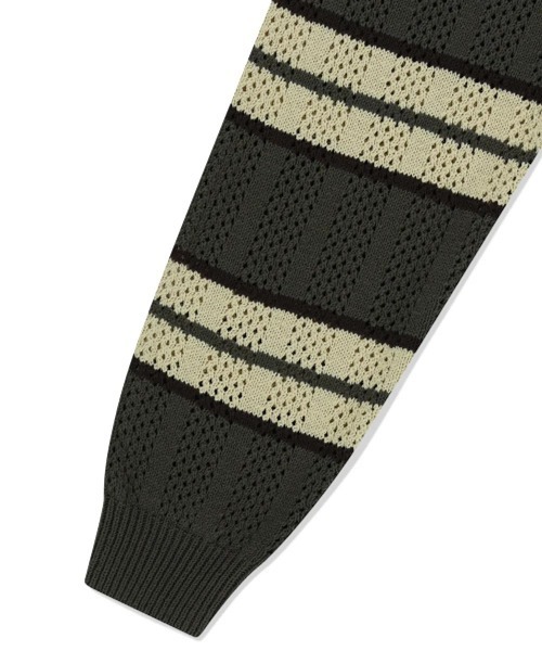 MAHAGRID(マハグリッド)の「『mahagrid/マハグリッド』 MESH STRIPE KNIT/メッシュボーダーニット(ニット/セーター・レディース・ブルー/ブラック/カーキ・M/L)」の19枚目の写真
