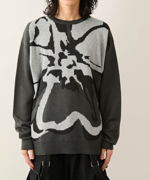 JUNRED（ジュンレッド）の「フラワージャガードニット（ニット/セーター・メンズ・チャコールグレー/ブラック/ライトグレー・S/M/L）」の21枚目の写真
