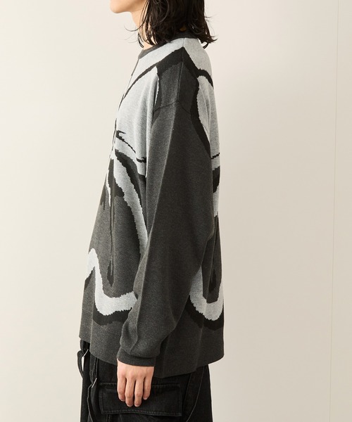 JUNRED（ジュンレッド）の「フラワージャガードニット（ニット/セーター・メンズ・チャコールグレー/ブラック/ライトグレー・S/M/L）」の20枚目の写真