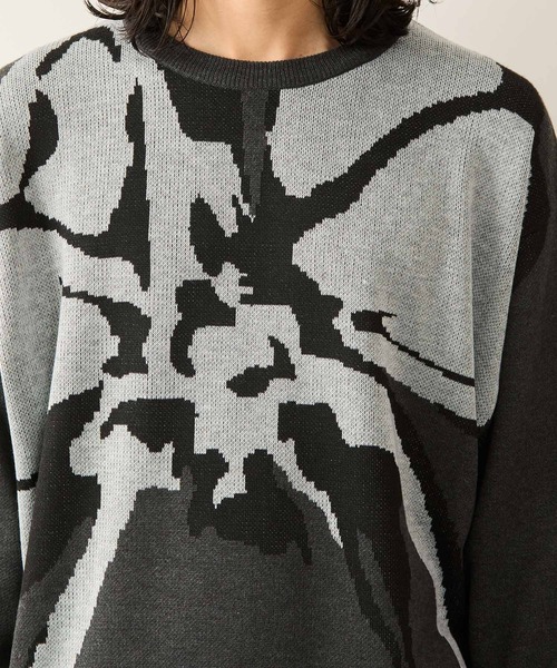 JUNRED（ジュンレッド）の「フラワージャガードニット（ニット/セーター・メンズ・チャコールグレー/ブラック/ライトグレー・S/M/L）」の18枚目の写真