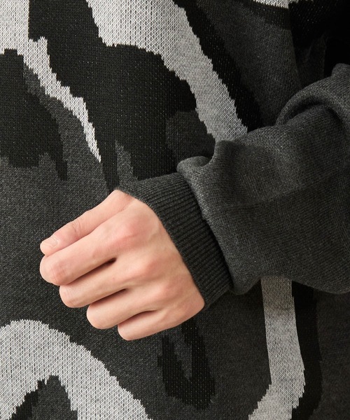 JUNRED（ジュンレッド）の「フラワージャガードニット（ニット/セーター・メンズ・チャコールグレー/ブラック/ライトグレー・S/M/L）」の17枚目の写真