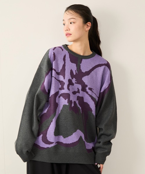 JUNRED（ジュンレッド）の「フラワージャガードニット（ニット/セーター・メンズ・チャコールグレー/ブラック/ライトグレー・S/M/L）」の14枚目の写真