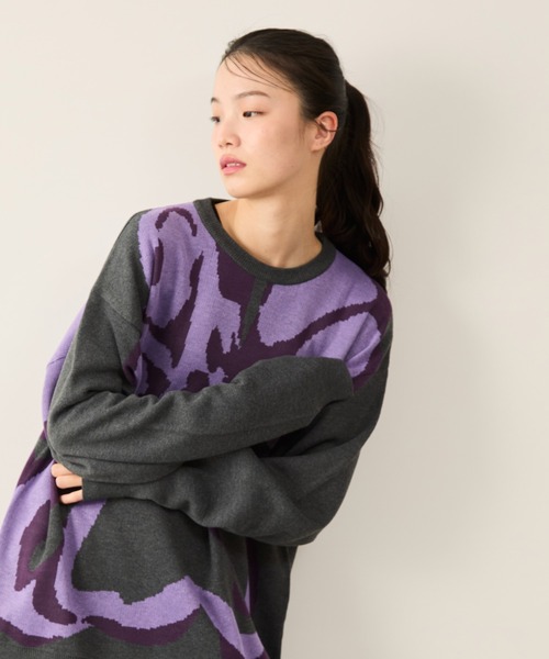 JUNRED（ジュンレッド）の「フラワージャガードニット（ニット/セーター・メンズ・チャコールグレー/ブラック/ライトグレー・S/M/L）」の11枚目の写真