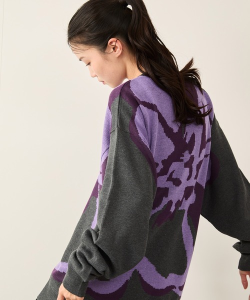 JUNRED（ジュンレッド）の「フラワージャガードニット（ニット/セーター・メンズ・チャコールグレー/ブラック/ライトグレー・S/M/L）」の9枚目の写真