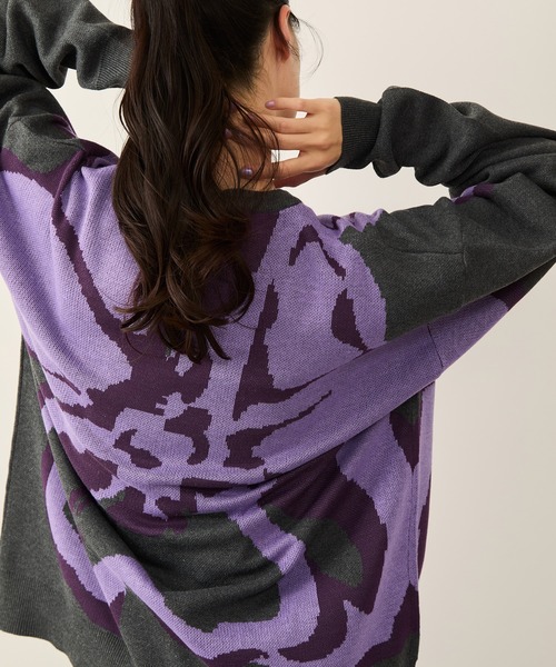 JUNRED（ジュンレッド）の「フラワージャガードニット（ニット/セーター・メンズ・チャコールグレー/ブラック/ライトグレー・S/M/L）」の7枚目の写真