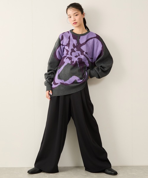 JUNRED（ジュンレッド）の「フラワージャガードニット（ニット/セーター・メンズ・チャコールグレー/ブラック/ライトグレー・S/M/L）」の6枚目の写真